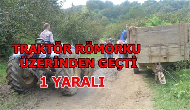 Traktör Römorku Bacaklarının Üzerinden Geçti