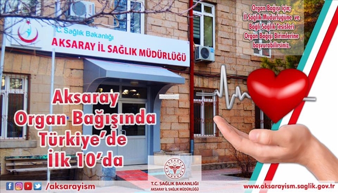 Aksaray  Organ Bağışında Türkiye Genelinde 10. Sırada