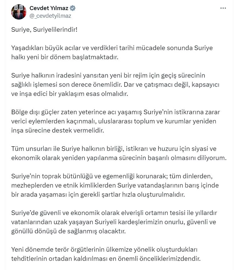 Cevdet Yılmaz: Suriye