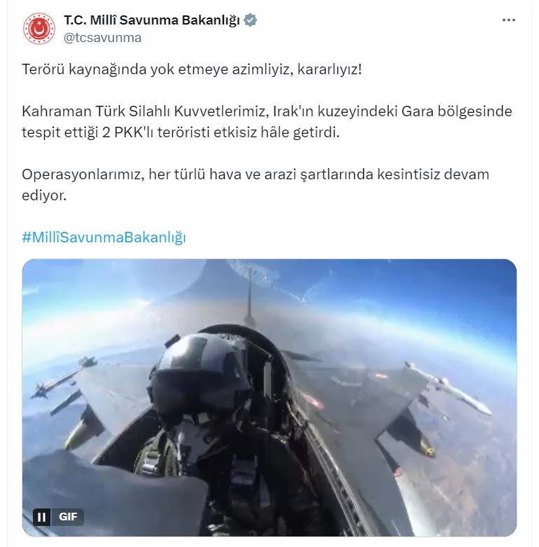 MSB: 2 terörist etkisiz hale getirildi