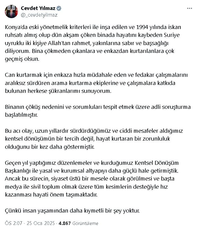 Cumhurbaşkanı Yardımcısı Yılmaz: Kentsel dönüşümün hız kazanması gerekiyor