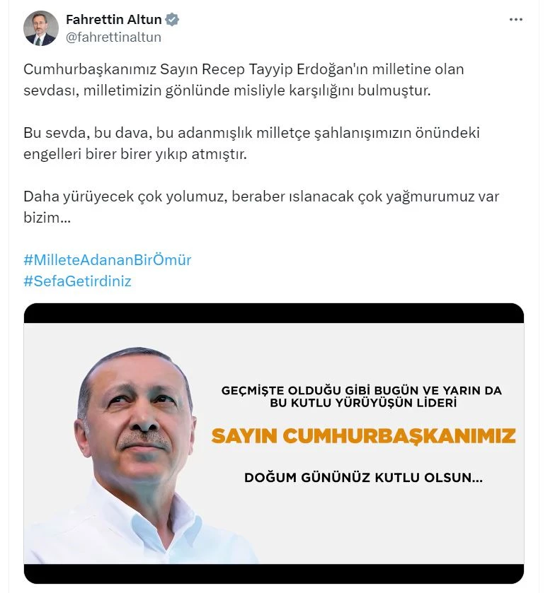 İletişim Başkanı Altun, Cumhurbaşkanı Erdoğan