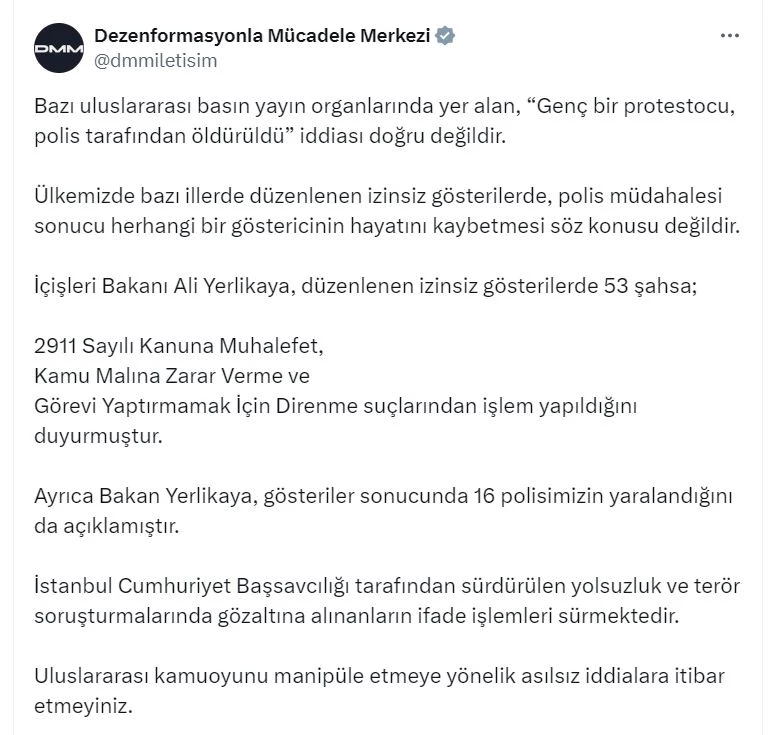 İletişim Başkanlığı: 