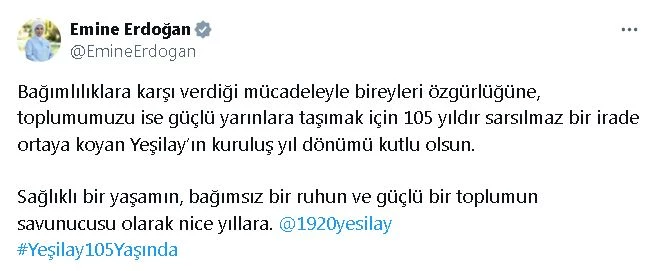 Emine Erdoğan: Yeşilay