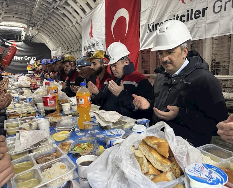 Edirne Valisi Sezer, yerin 200 metre altında madencilerle iftar yaptı