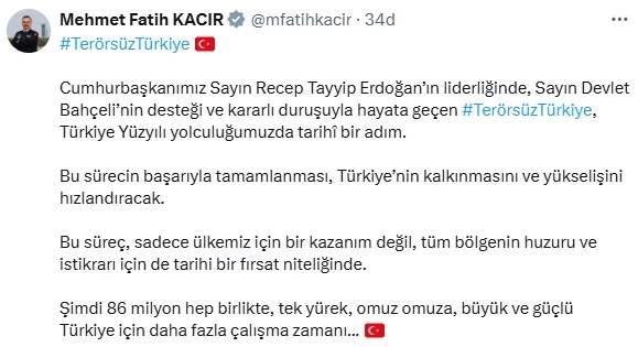 Bakan Kacır: Sürecin başarıyla tamamlanması, Türkiye’nin yükselişini hızlandıracak