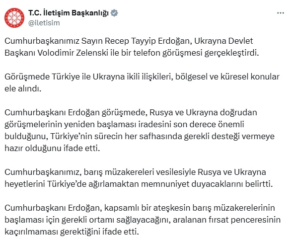 Cumhurbaşkanı Erdoğan, Ukrayna Devlet Başkanı Zelenski ile görüştü