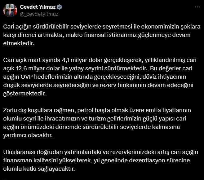 Cevdet Yılmaz: Makro finansal istikrarımız güçlenmeye devam etmektedir