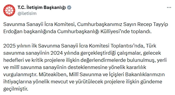 Cumhurbaşkanı Erdoğan, Savunma Sanayii İcra Komitesi Toplantısı