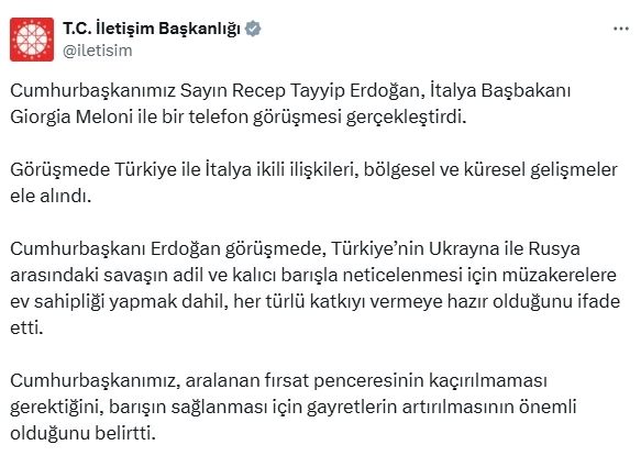 Cumhurbaşkanı Erdoğan, İtalya Başbakanı Meloni ile görüştü