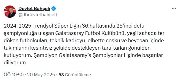 Bahçeli: 25