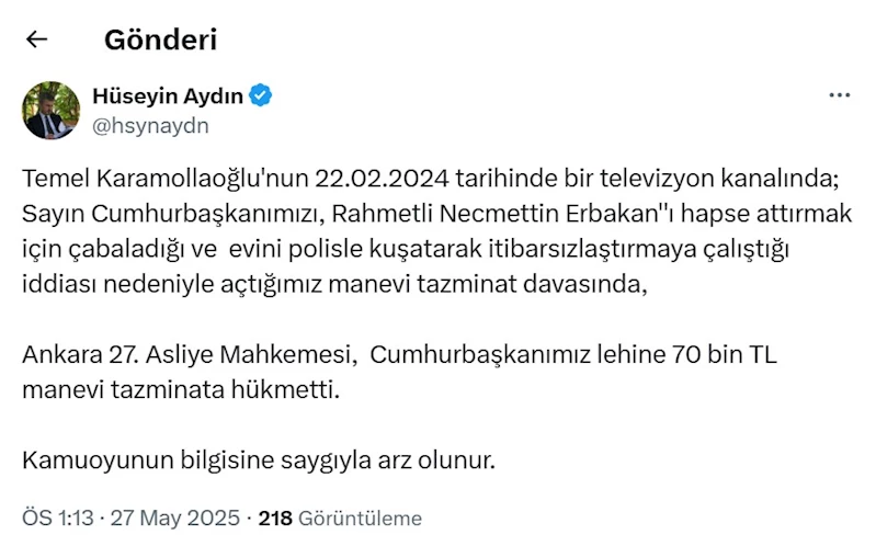 Karamollaoğlu, Cumhurbaşkanı Erdoğan