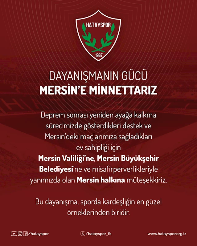 Hatayspor, Mersin’e veda etti 