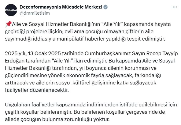 İletişim Başkanlığı: Evli ve çocuksuz çiftlerin 
