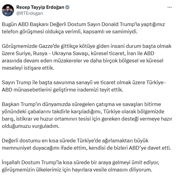 Cumhurbaşkanı Erdoğan, ABD Başkanı Trump ile telefon görüşmesi gerçekleştirdi (2) 