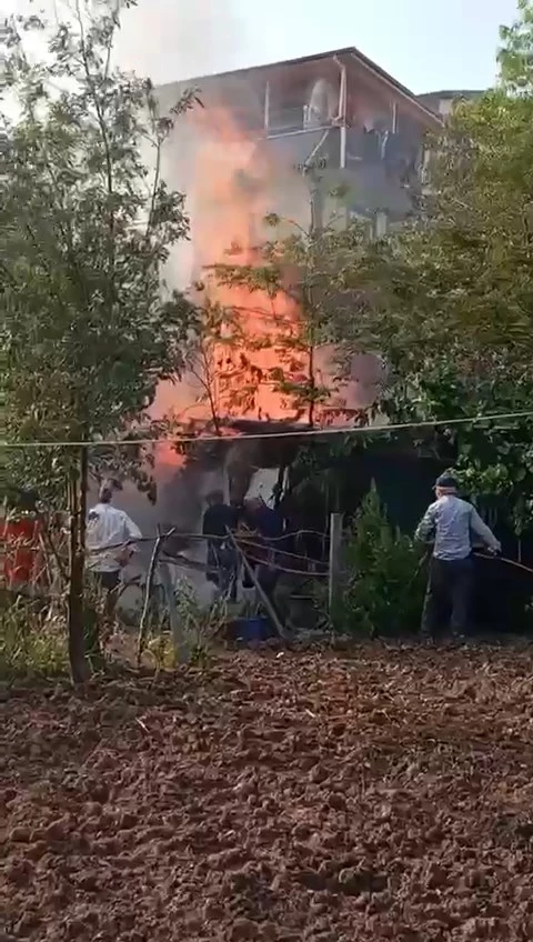 Binaların arasındaki odunluk alev alev yandı