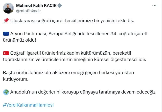 Afyon pastırmasına AB