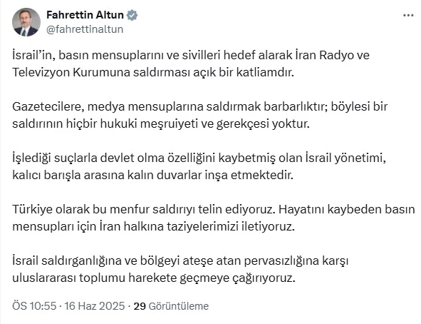 Fahrettin Altun: İsrail