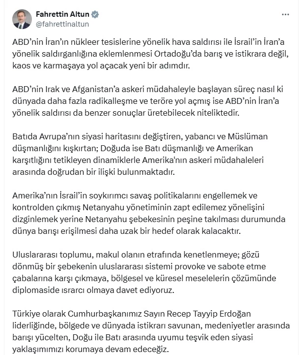 İletişim Başkanı Altun: ABD