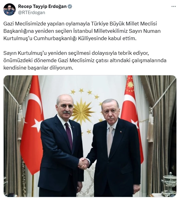 Cumhurbaşkanı Erdoğan, TBMM Başkanı Kurtulmuş