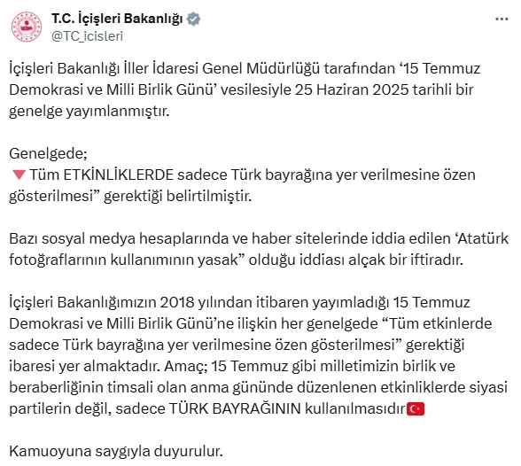 İçişlerinden, 15 Temmuz etkinliklerinde 