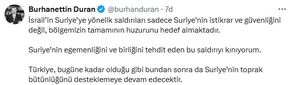 İletişim Başkanı Duran: İsrail’in saldırıları, bölgemizin huzurunu hedef almakta