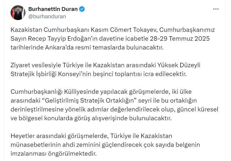 Kazakistan Cumhurbaşkanı Tokayev, Türkiye