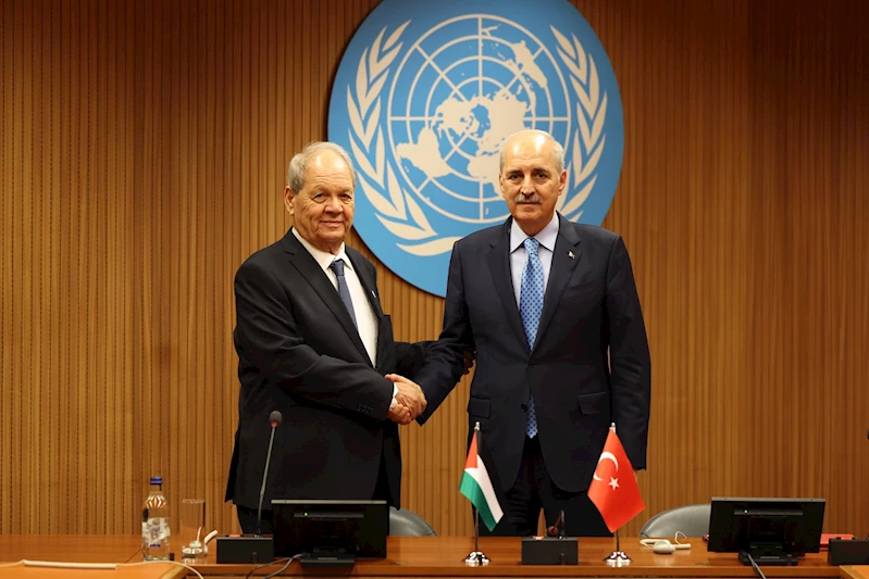 TBMM Başkanı Kurtulmuş, Filistin Ulusal Konseyi Başkanı Fattouh ile bir araya geldi