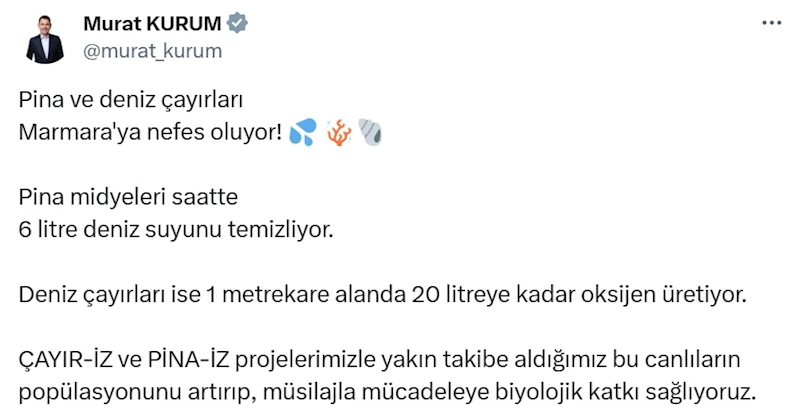 Bakan Kurum: Müsilajla mücadeleye biyolojik katkı sağlıyoruz
