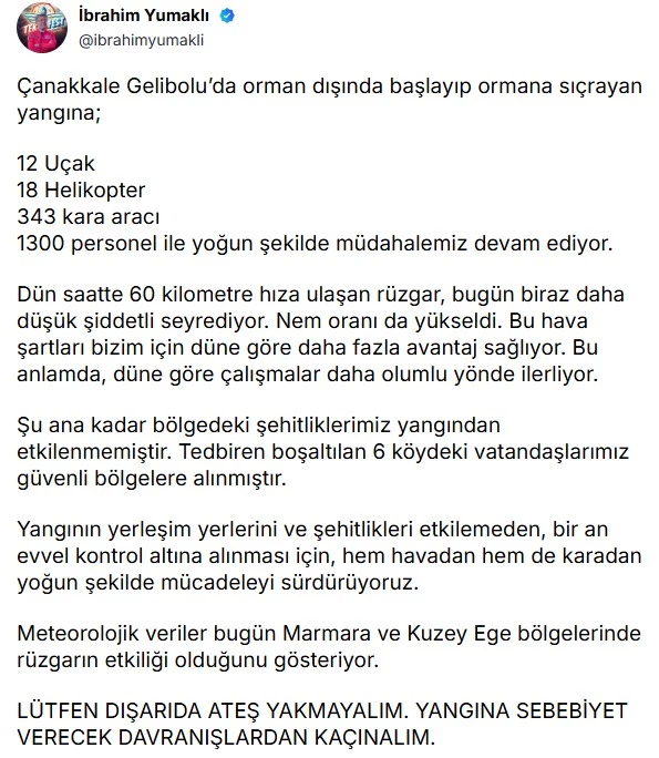 Bakan Yumaklı: Çanakkale Gelibolu