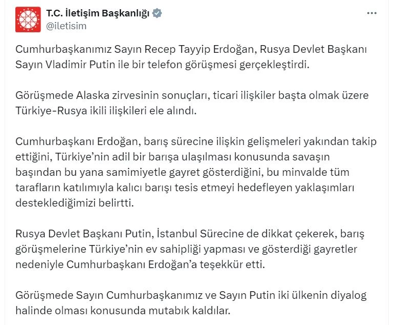 Cumhurbaşkanı Erdoğan, Putin ile görüştü