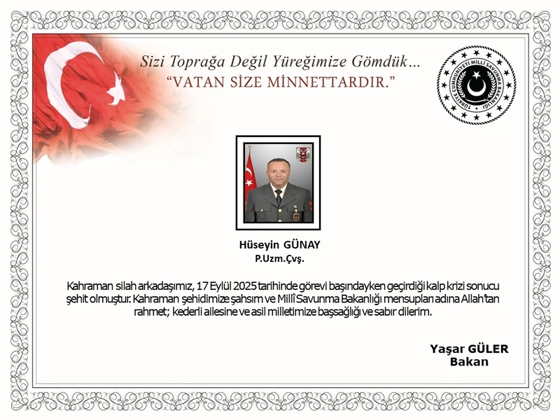 Görevi başında kalp krizi geçiren uzman çavuş şehit oldu