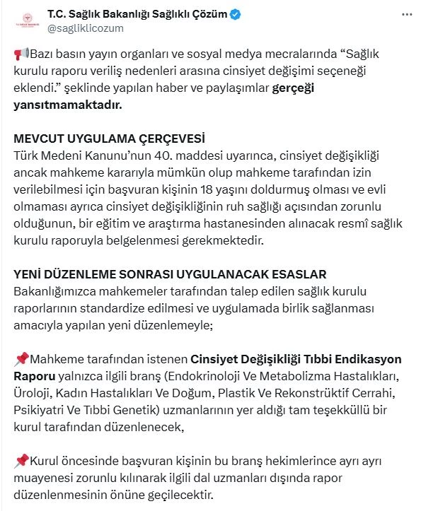 Bakanlıktan 