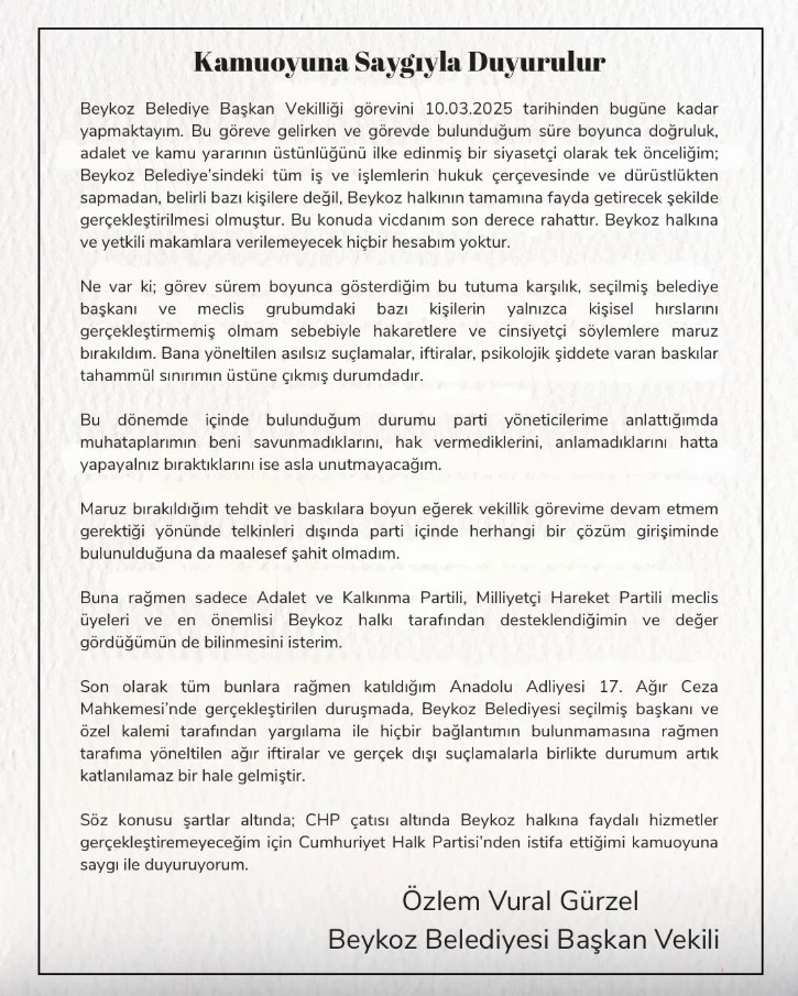 İstanbul - Beykoz Belediye Başkan Vekili Gürzel, CHP